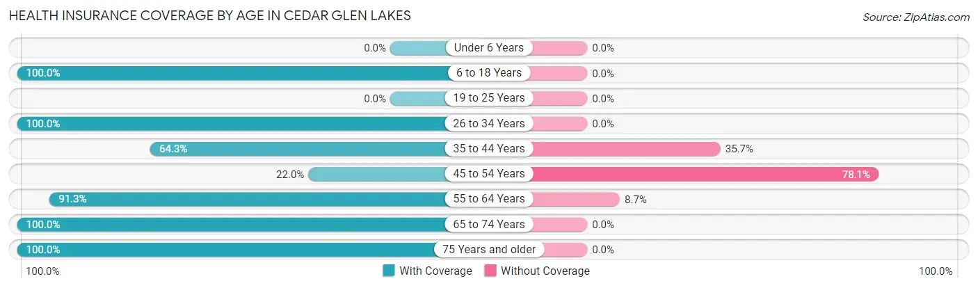 Health Insurance Coverage by Age in Cedar Glen Lakes