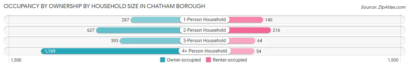 Occupancy by Ownership by Household Size in Chatham borough