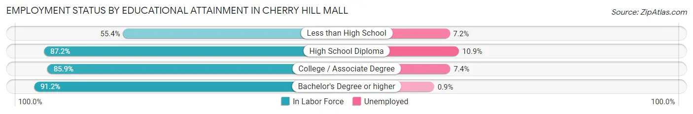 Employment Status by Educational Attainment in Cherry Hill Mall