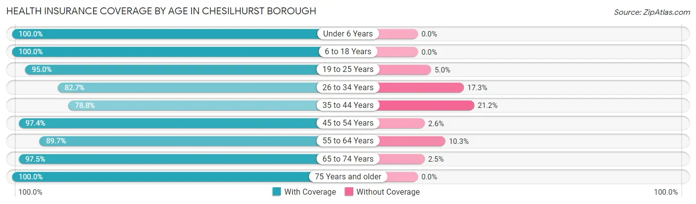 Health Insurance Coverage by Age in Chesilhurst borough