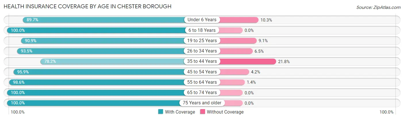 Health Insurance Coverage by Age in Chester borough