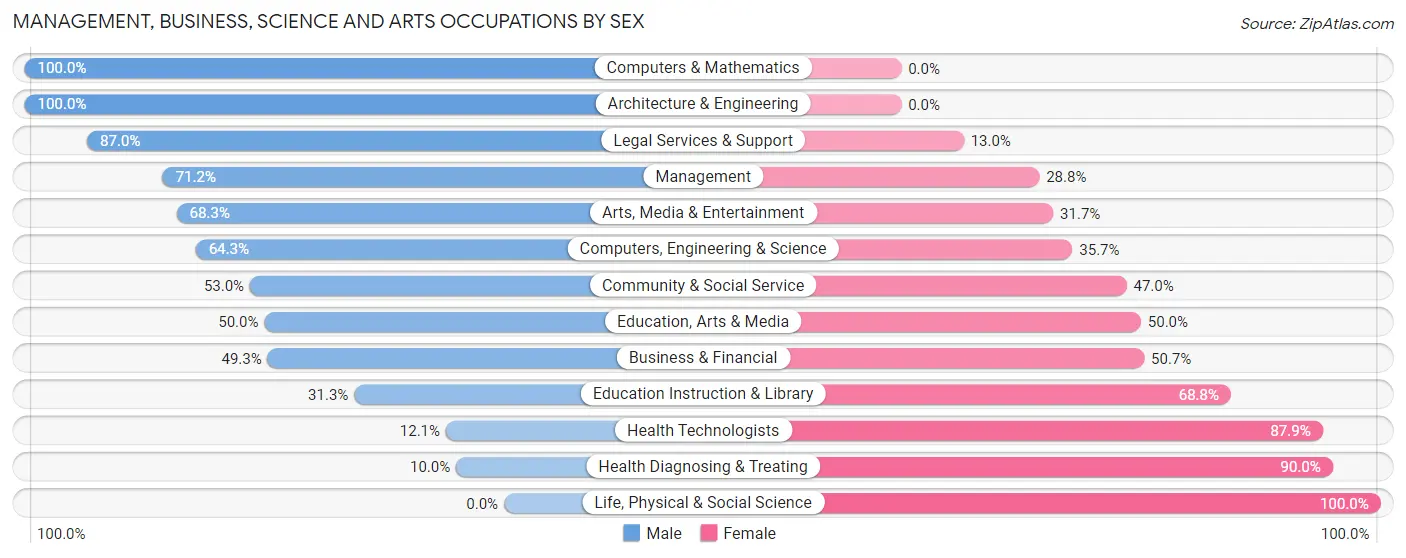 Management, Business, Science and Arts Occupations by Sex in Chester borough