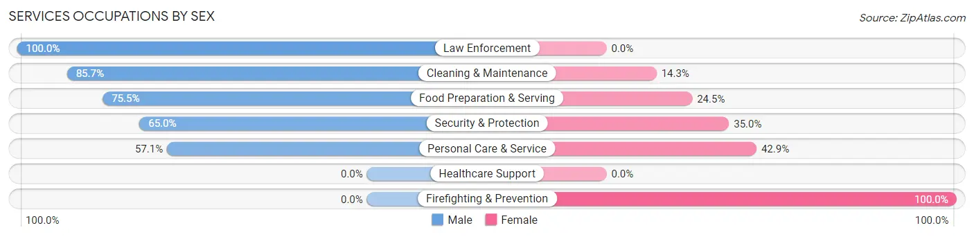 Services Occupations by Sex in Corbin City