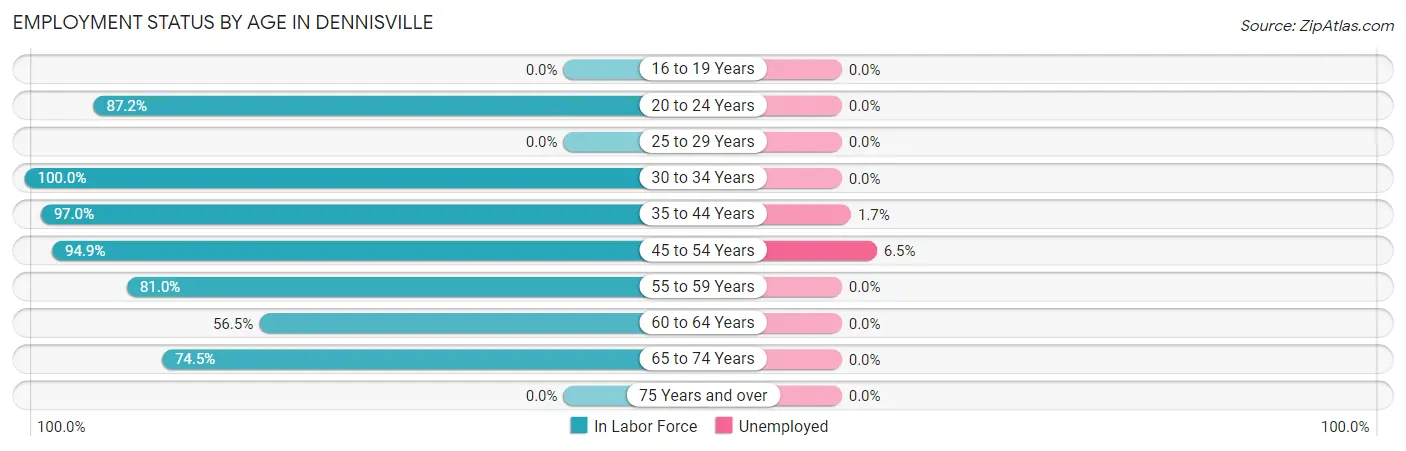 Employment Status by Age in Dennisville