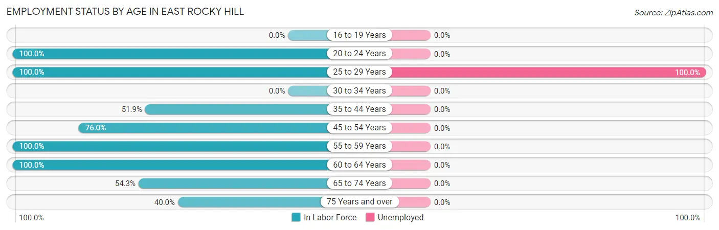 Employment Status by Age in East Rocky Hill