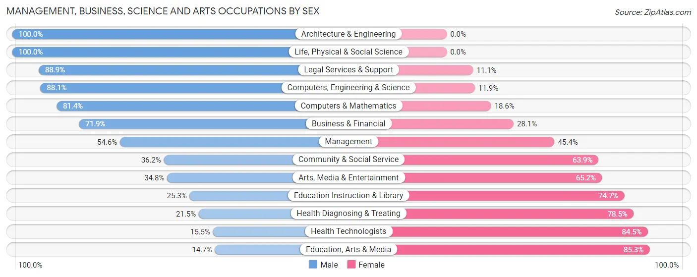 Management, Business, Science and Arts Occupations by Sex in Echelon