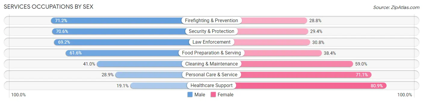 Services Occupations by Sex in Echelon
