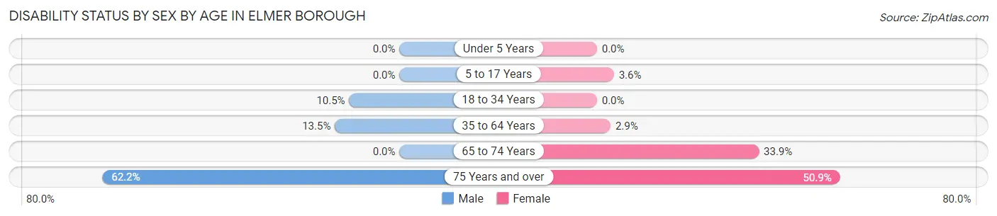 Disability Status by Sex by Age in Elmer borough