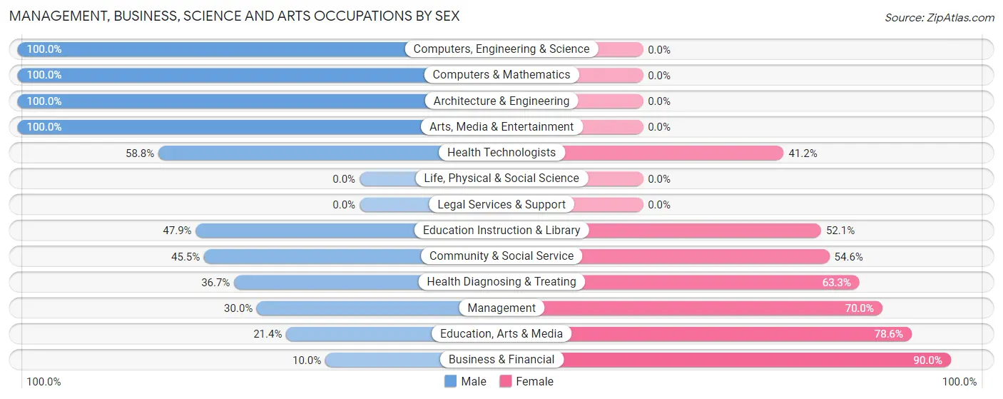 Management, Business, Science and Arts Occupations by Sex in Elmer borough