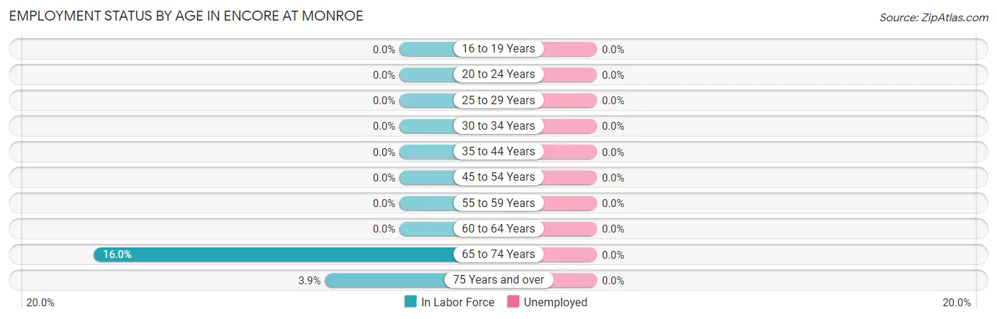 Employment Status by Age in Encore at Monroe