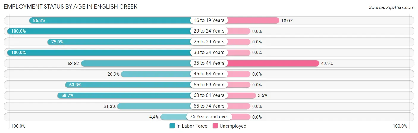 Employment Status by Age in English Creek