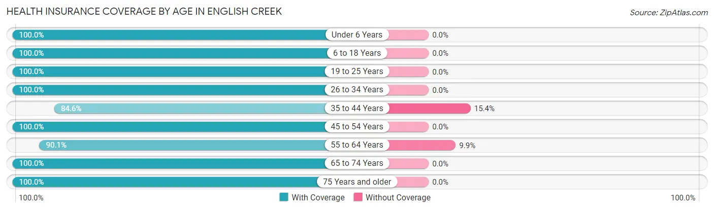 Health Insurance Coverage by Age in English Creek