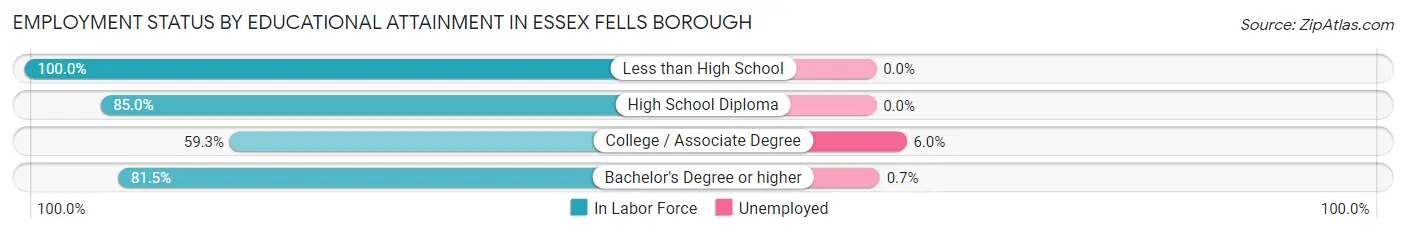 Employment Status by Educational Attainment in Essex Fells borough