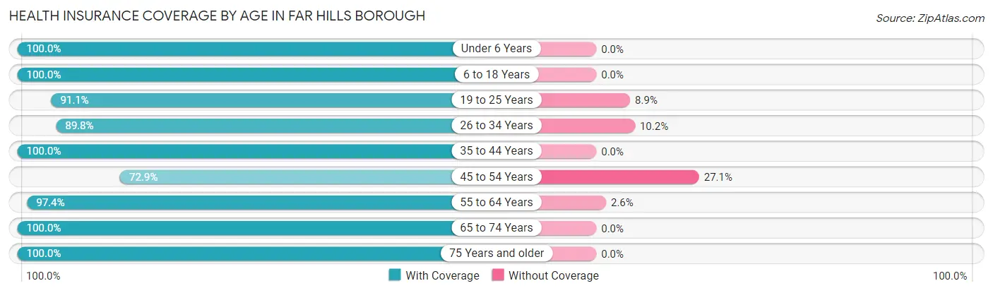 Health Insurance Coverage by Age in Far Hills borough