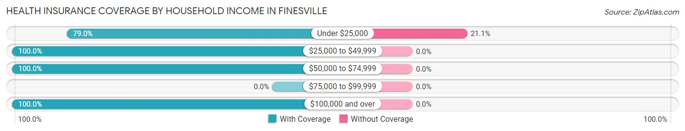 Health Insurance Coverage by Household Income in Finesville
