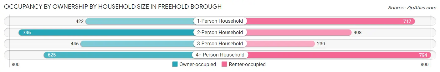 Occupancy by Ownership by Household Size in Freehold borough