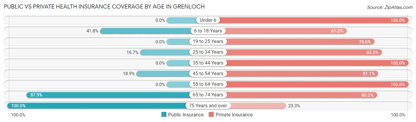 Public vs Private Health Insurance Coverage by Age in Grenloch