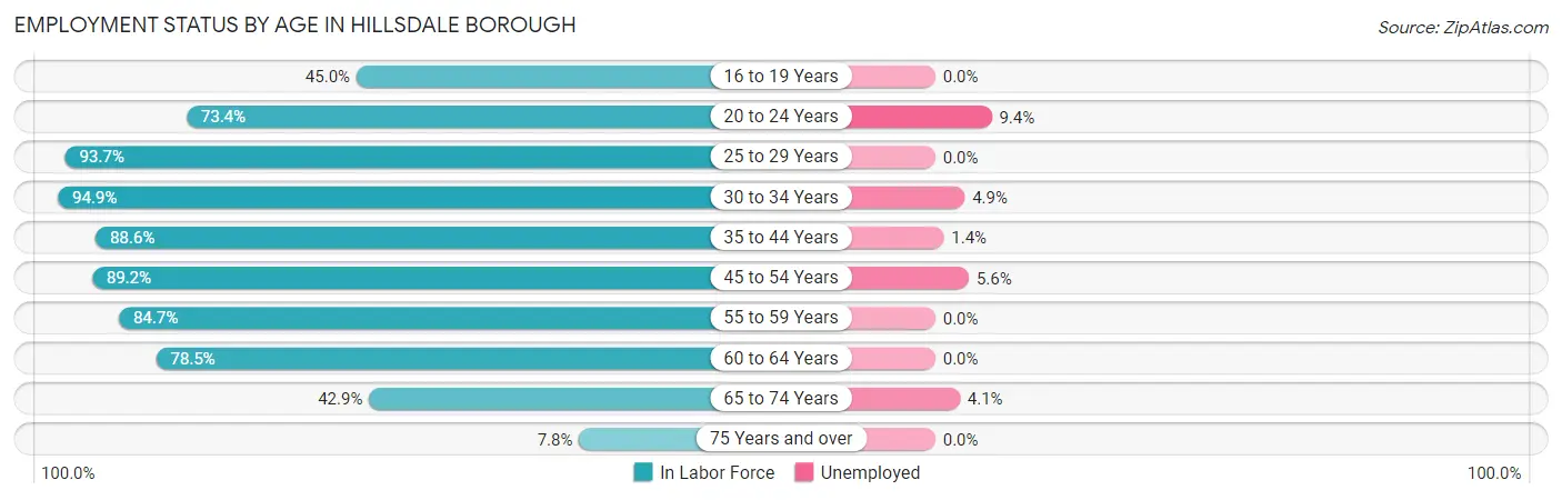 Employment Status by Age in Hillsdale borough