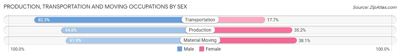 Production, Transportation and Moving Occupations by Sex in Hoboken