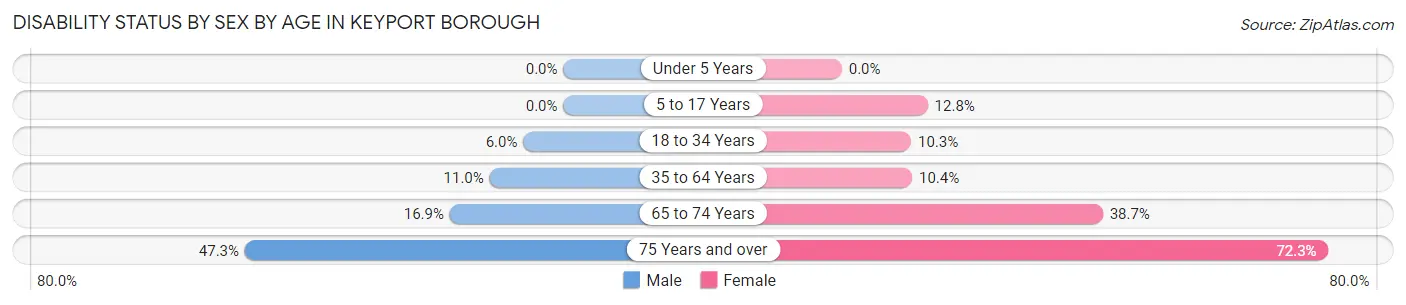 Disability Status by Sex by Age in Keyport borough