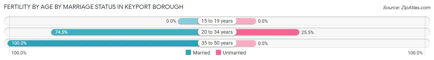 Female Fertility by Age by Marriage Status in Keyport borough