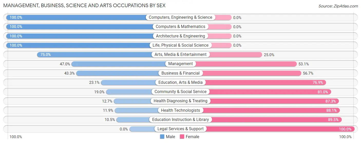 Management, Business, Science and Arts Occupations by Sex in Keyport borough