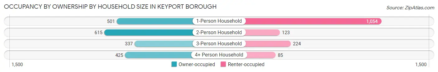 Occupancy by Ownership by Household Size in Keyport borough