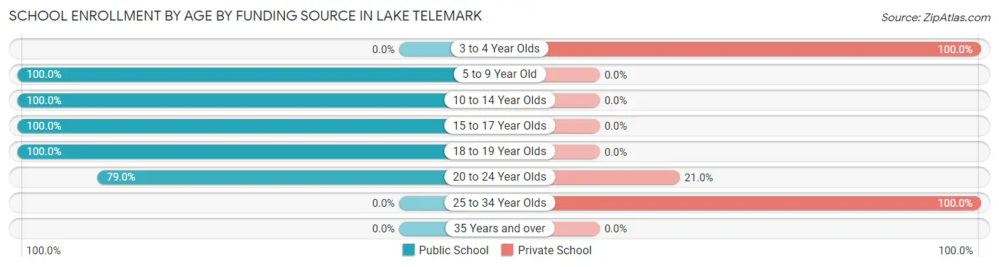 School Enrollment by Age by Funding Source in Lake Telemark
