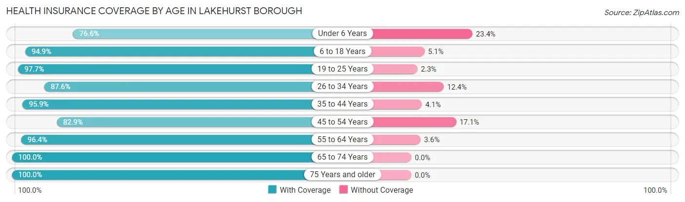 Health Insurance Coverage by Age in Lakehurst borough