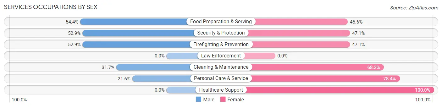 Services Occupations by Sex in Lakehurst borough