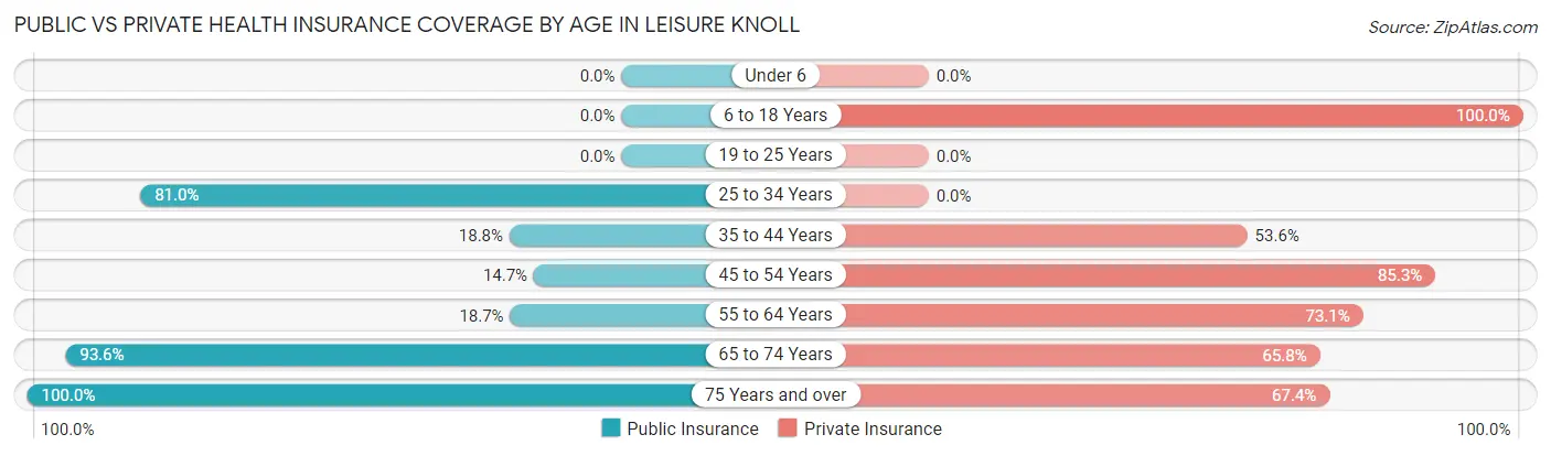 Public vs Private Health Insurance Coverage by Age in Leisure Knoll