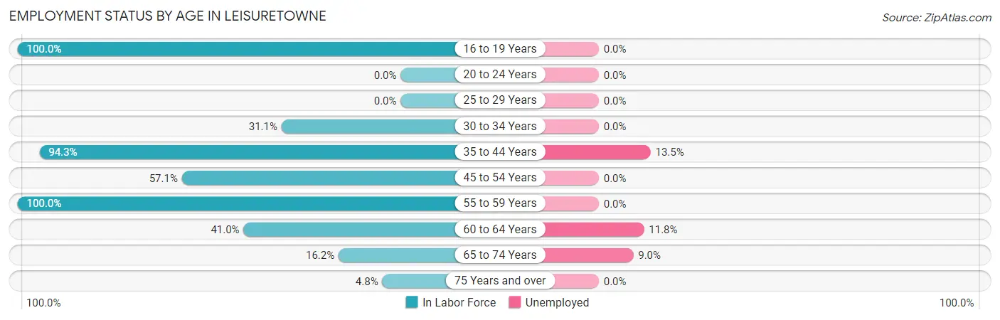 Employment Status by Age in Leisuretowne
