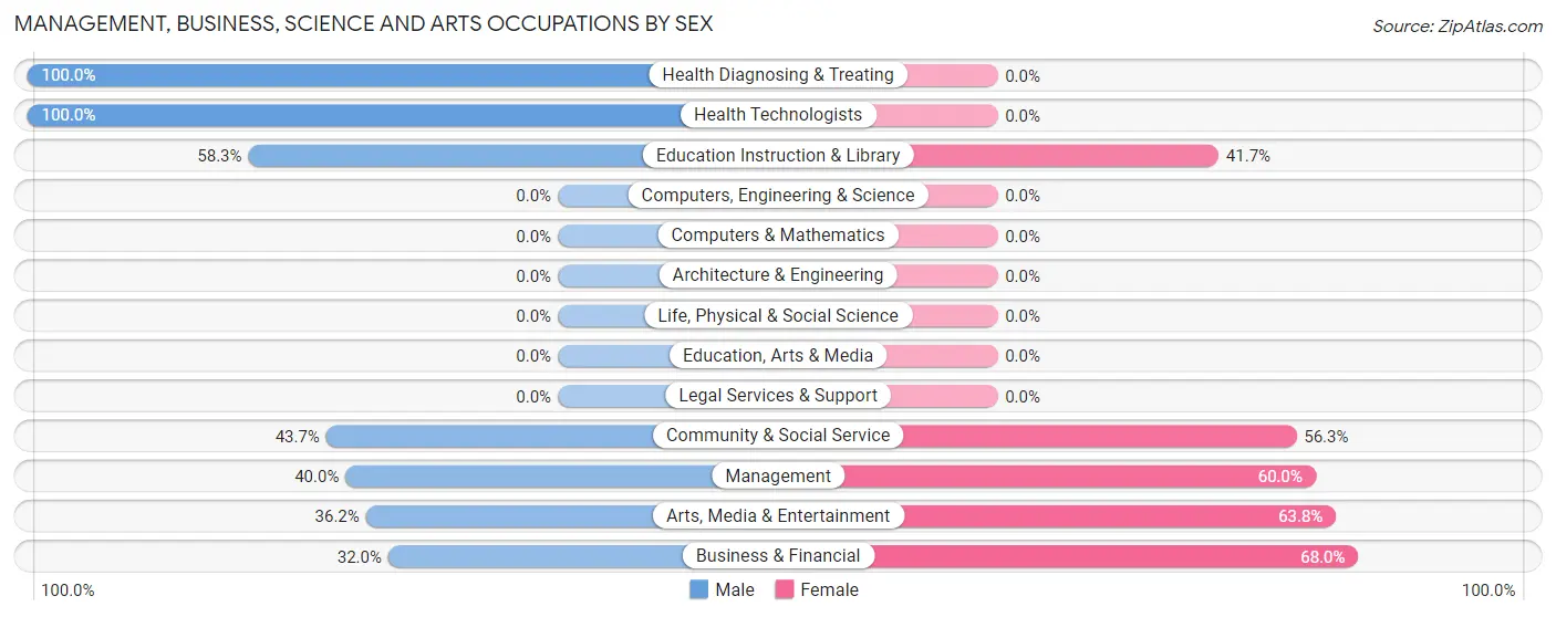 Management, Business, Science and Arts Occupations by Sex in Leisuretowne