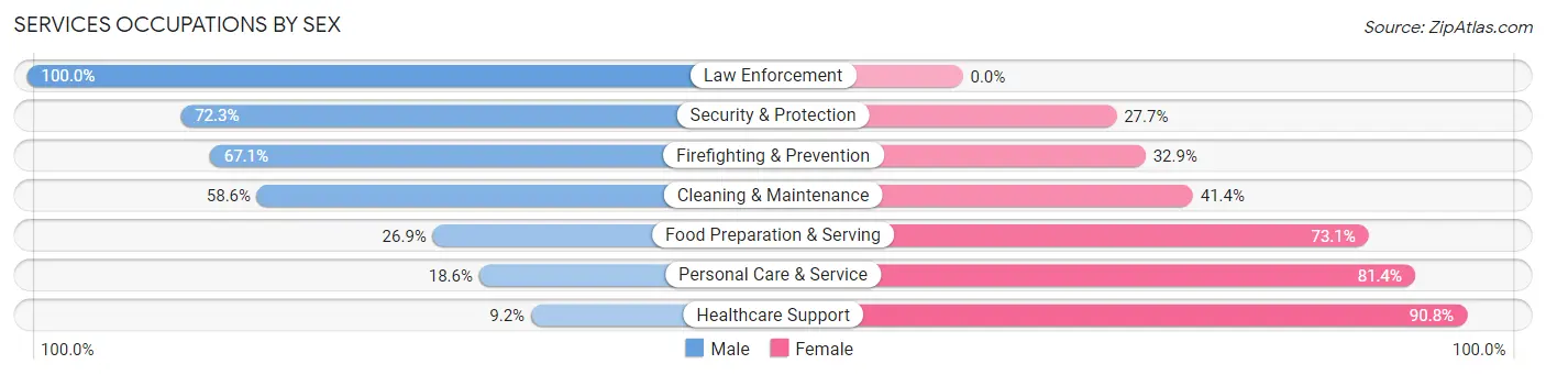 Services Occupations by Sex in Maywood borough