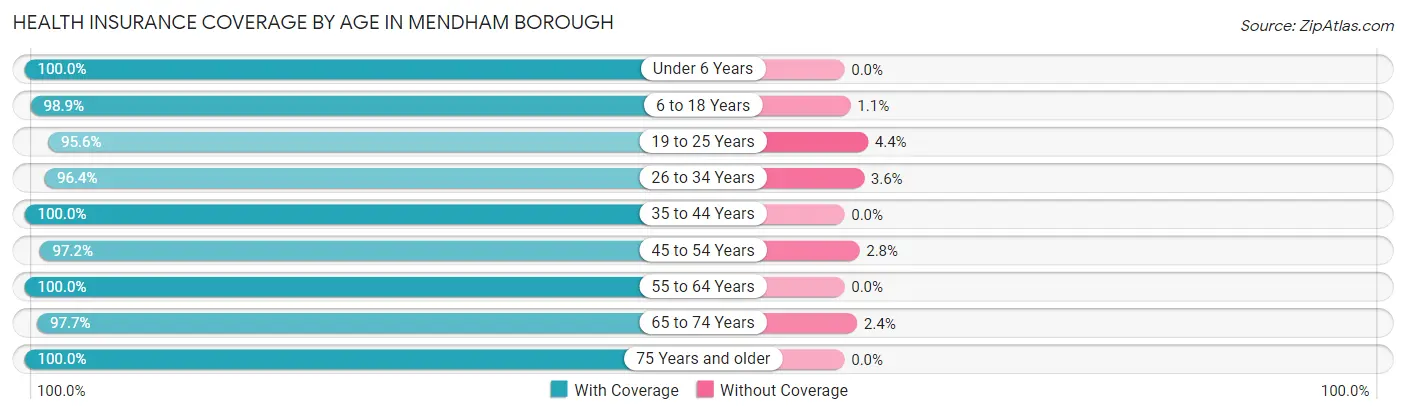 Health Insurance Coverage by Age in Mendham borough
