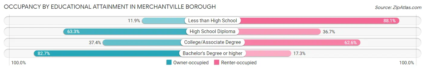 Occupancy by Educational Attainment in Merchantville borough