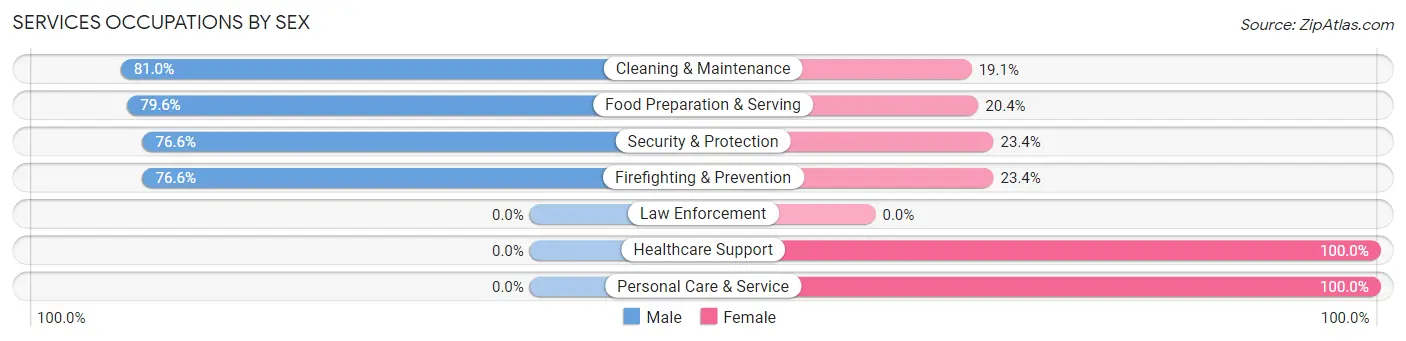 Services Occupations by Sex in Merchantville borough