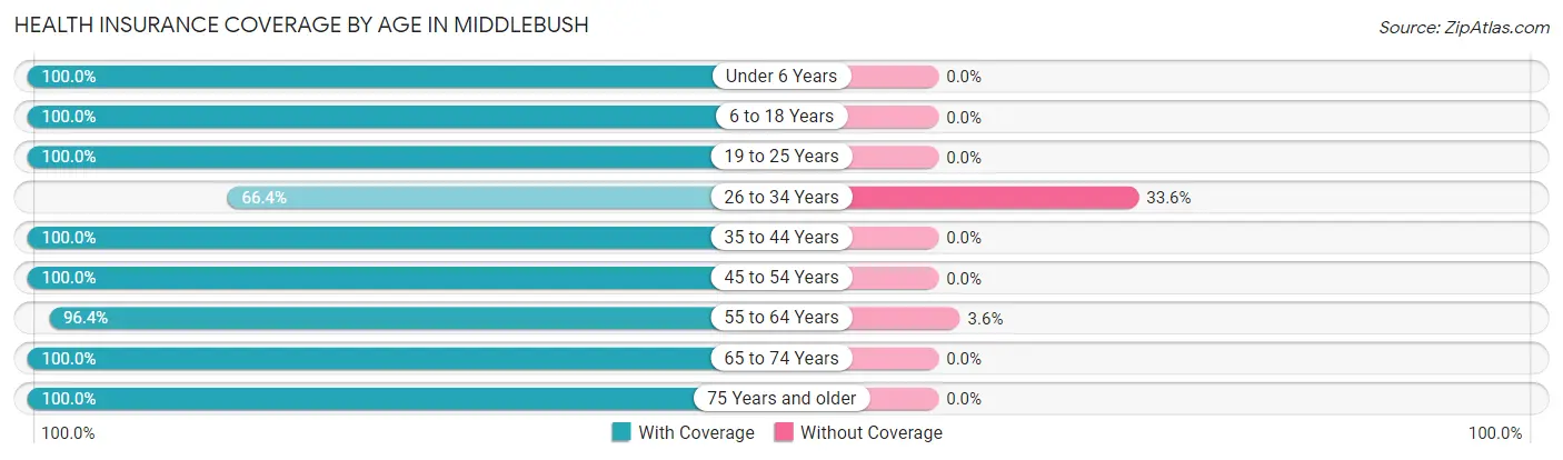 Health Insurance Coverage by Age in Middlebush