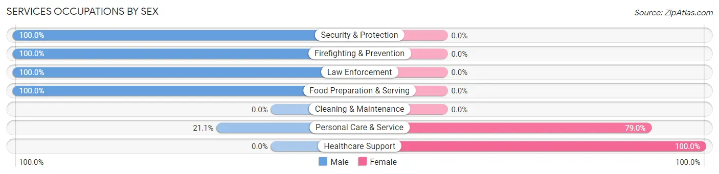 Services Occupations by Sex in Midland Park borough
