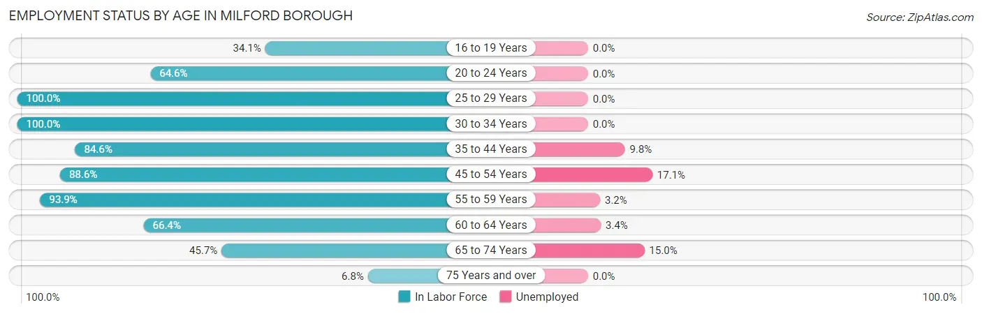 Employment Status by Age in Milford borough