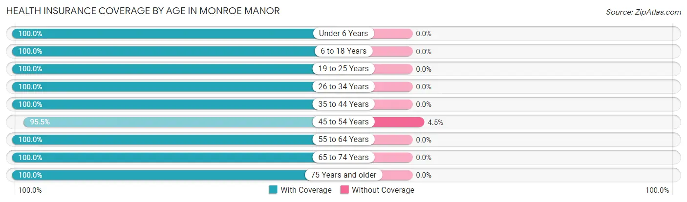 Health Insurance Coverage by Age in Monroe Manor