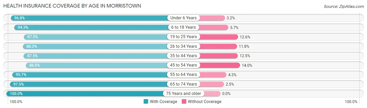 Health Insurance Coverage by Age in Morristown