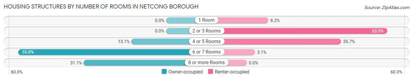 Housing Structures by Number of Rooms in Netcong borough
