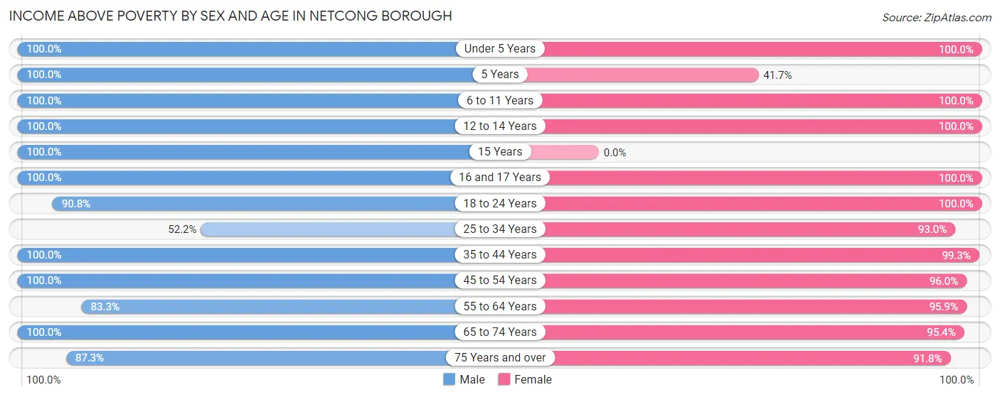 Income Above Poverty by Sex and Age in Netcong borough