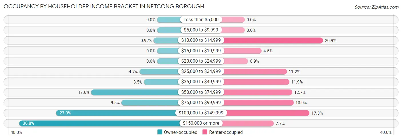 Occupancy by Householder Income Bracket in Netcong borough