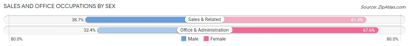 Sales and Office Occupations by Sex in Netcong borough