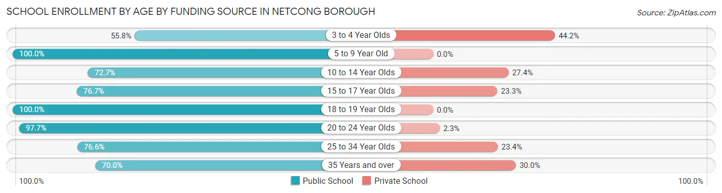 School Enrollment by Age by Funding Source in Netcong borough