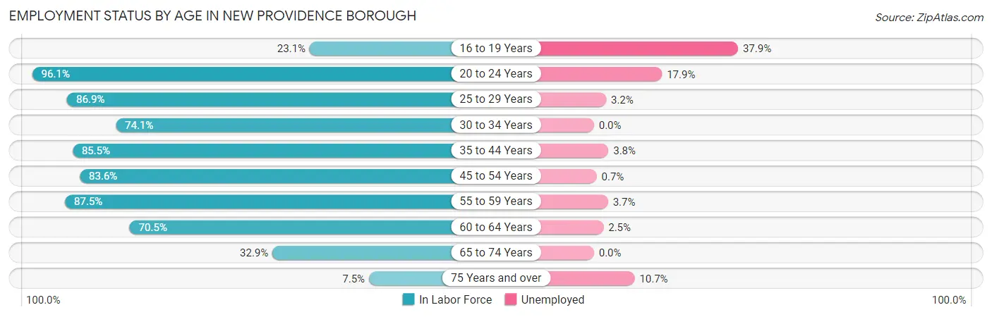 Employment Status by Age in New Providence borough