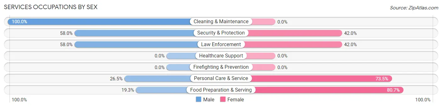 Services Occupations by Sex in North Haledon borough