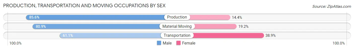 Production, Transportation and Moving Occupations by Sex in Oak Valley